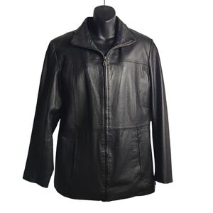 Studio C Women's Black Genuine Leather ZIP Up Lined Jacket Size M